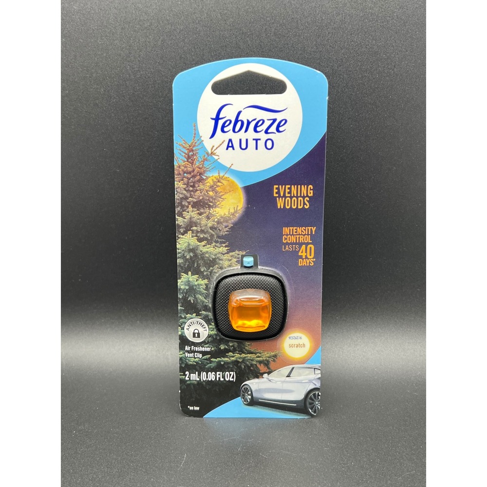 Febreze Auto Air Freshener Vent Clip Evening Woods Scent 2mL 0.06 fl oz New
